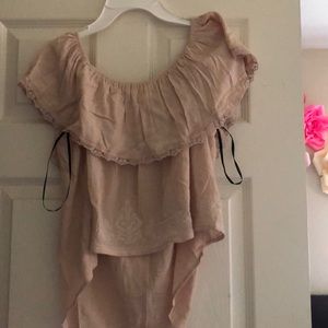 Tan off shoulder crop top